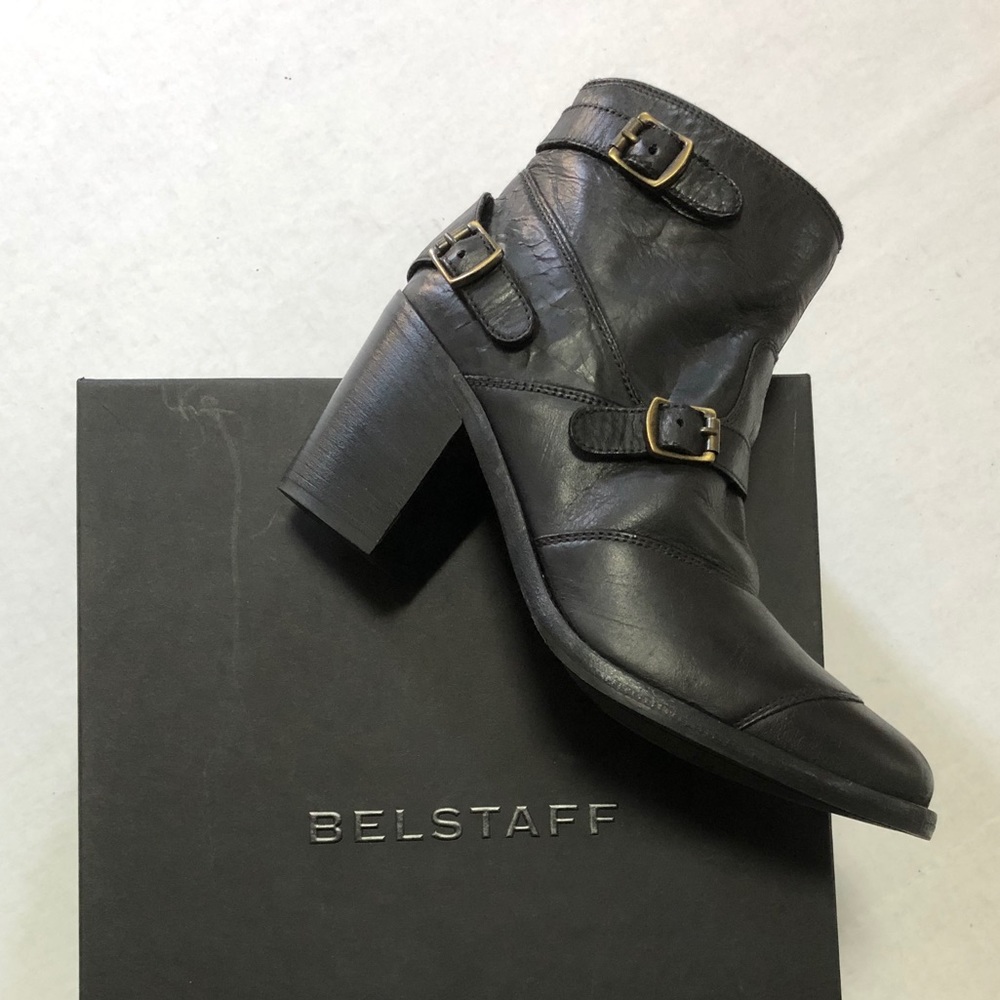 NWT Belstaff Trailmaster short black leather boots